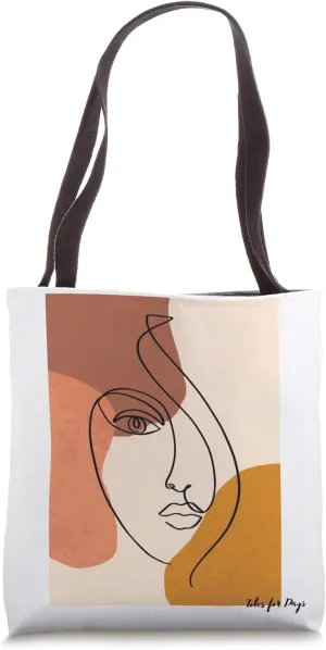 Boho Minimalist Abstract Feminist Line Art - Woman's Face Tote Bag