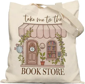 Booktrovert Library Tote, Book Lover Gifts for Women, Gifts for Readers Librarians, Reusable Grocery Bags Shopping Bags