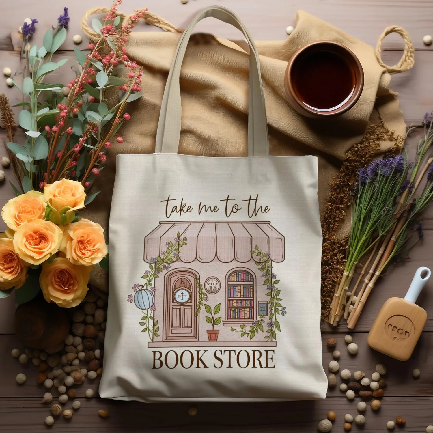 Booktrovert Library Tote, Book Lover Gifts for Women, Gifts for Readers Librarians, Reusable Grocery Bags Shopping Bags