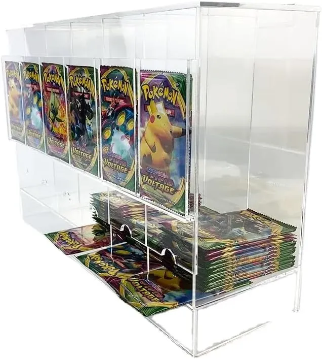 Booster Pack Dispenser Compatible with Pokemon and Other TCGS | Super Configurable Acrylic Display | Fits Entire Booster Box (6 Slot)