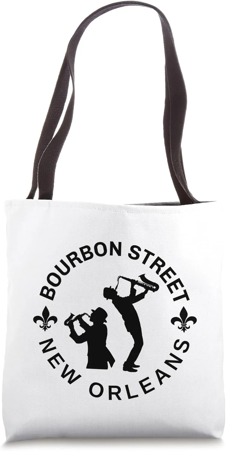 Bourbon Street Big Easy Jazz Lovers French Quarter NOLA Jazz Tote Bag