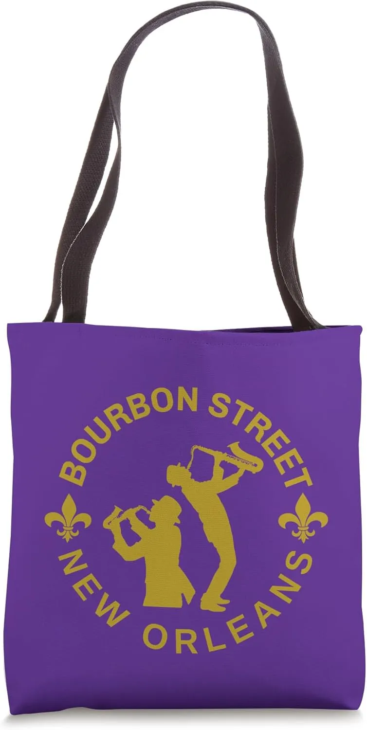 Bourbon Street Big Easy Jazz Lovers French Quarter NOLA Jazz Tote Bag