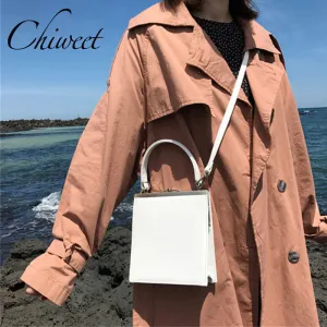 Brand Small Women Messenger Bags Chic Metal Clip Bag Tote Designer Vintage Trapezoid Leather Handbag Female Casual Shoulder Bag