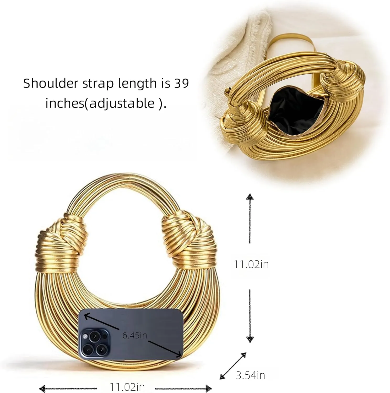 Bread Crossbody Bag for Women, Trendy Woven Clutch Purse Small Top Handle Leather Handbag Hand-Woven Noodles Satchel Bag