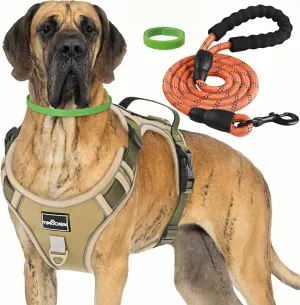 Brown No Pull Dog Harness Medium Size Dog Walking Harness,Reflective Oxford Service Vest and Easy Control Handle Adjustable & Comfortable Soft Padded No Choke Dog Harness
