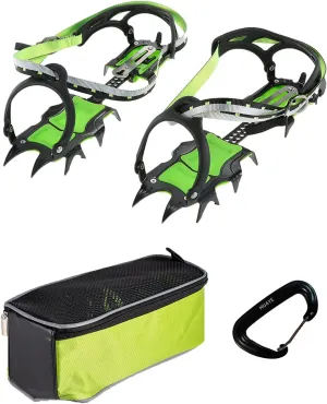 BRS S1B Teeth Ice Crampons Skid Spikes Winter Snow Boots Shoe Cover Clips with Carabiner for Outdoor Hiking and Climbing (2.5)