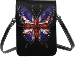 Butterfly Britain British Flag Small Crossbody Bag Is A Shoulder Bag Designed For Women And Girls Cell Phone Crossbody Wallet Purses With Card Slots Adjustable Strap