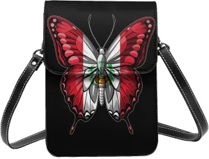 Butterfly Peru Peruvian Flag Small Crossbody Bag Is A Shoulder Bag Designed For Women And Girls Cell Phone Crossbody Wallet Purses With Card Slots Adjustable Strap