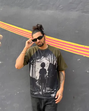 Cabin in Woods Oversized Raglan T-shirt
