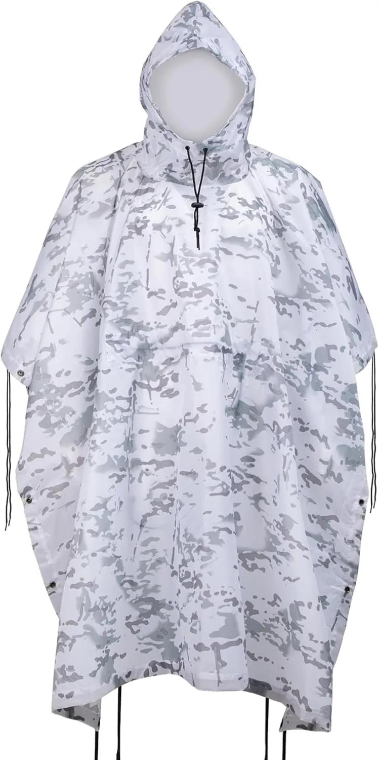 Camo Rain Poncho, Multi Use Waterproof Rain Coat