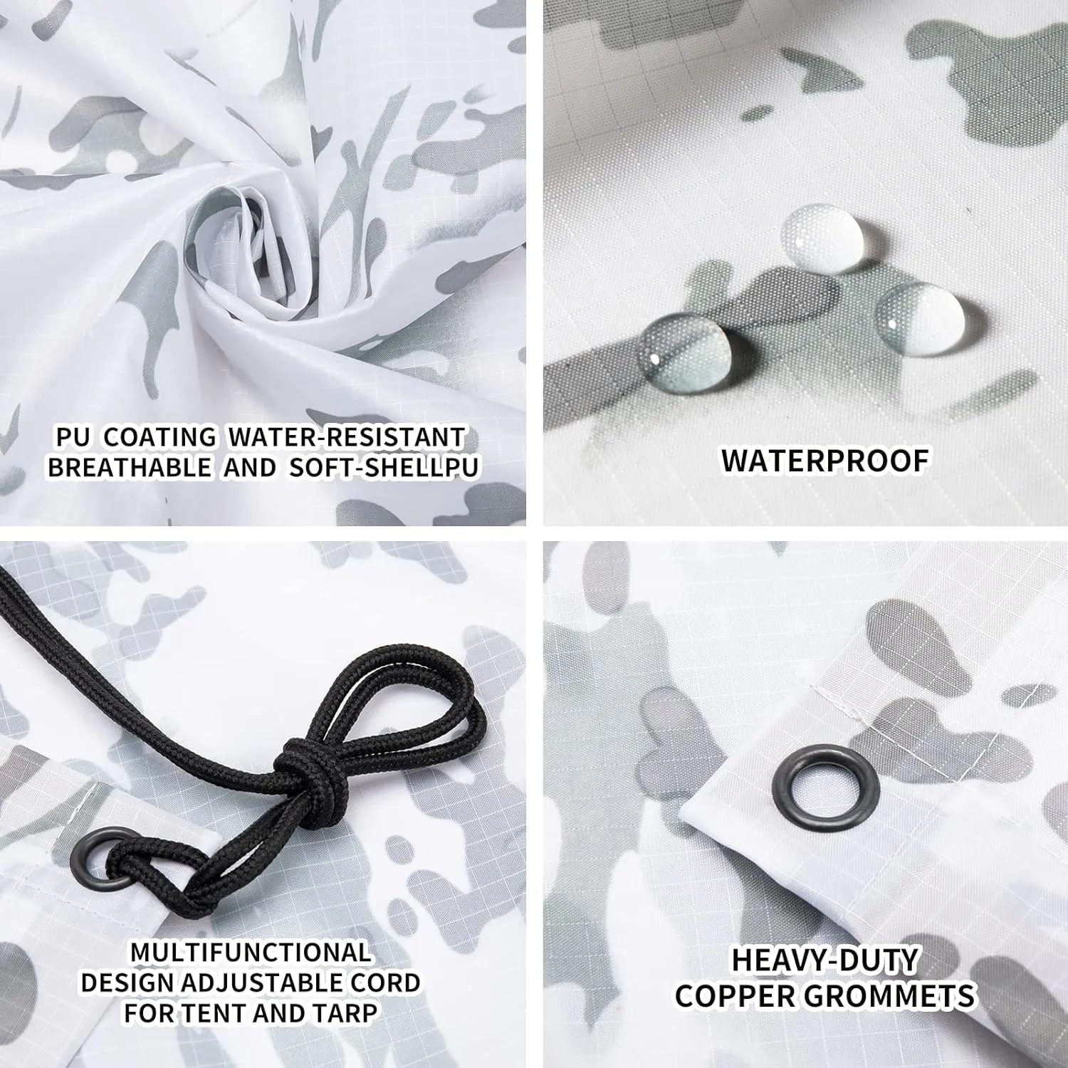 Camo Rain Poncho, Multi Use Waterproof Rain Coat