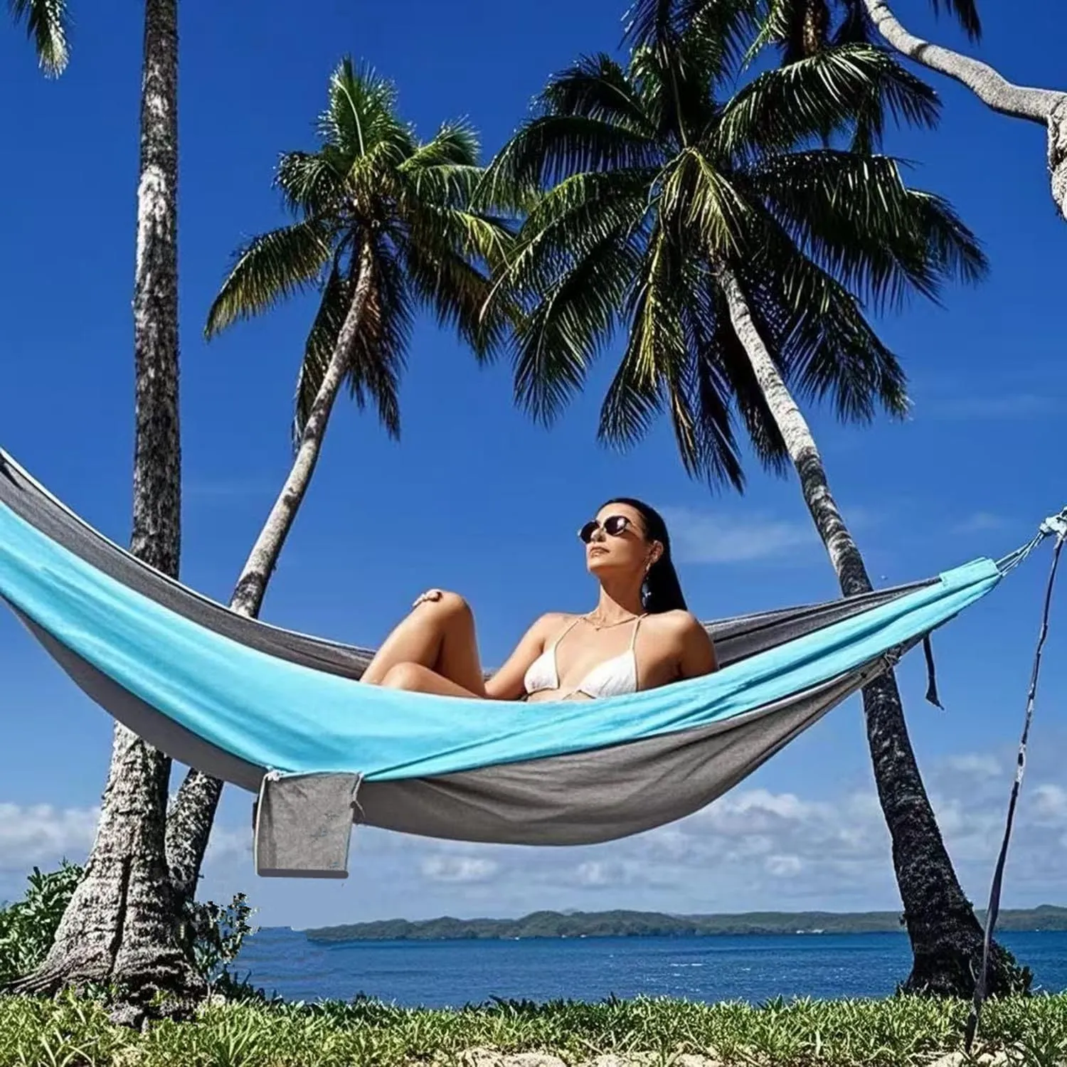 Camping Hammocks, Double & Single Hammock with Tree Straps,Portable Lightweight Parachute Nylon Camping Gear for Outside Hiking Beach Backpack Survival Travel- Up to 500lbs