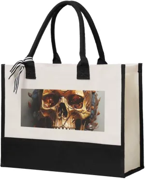 Canvas Tote Bag for Women Beach Tote Purse Reusable Grocery Bag Some skull fragments Aesthetic Shopping Bags