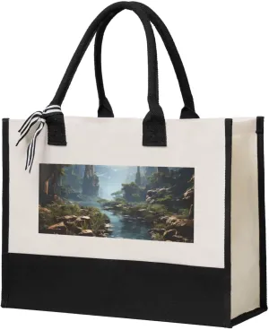 Canvas Tote Bag for Women Beach Tote Purse Reusable Grocery Bag Spectacular background Aesthetic Shopping Bags
