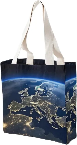 Canvas Tote Bag for Women Reusable Grocery Bag Earth from Space Europe Shopping Bags Casual Shoulder Bag Handbag