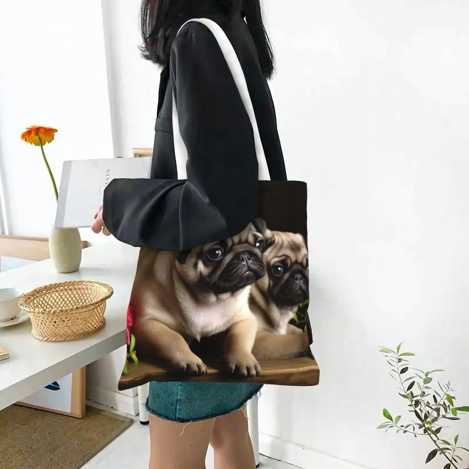Canvas Tote Bag For Women Reusable Shopping Bag Casual Arch In Mallorca Spain Shoulder Bag Handbag For Travel