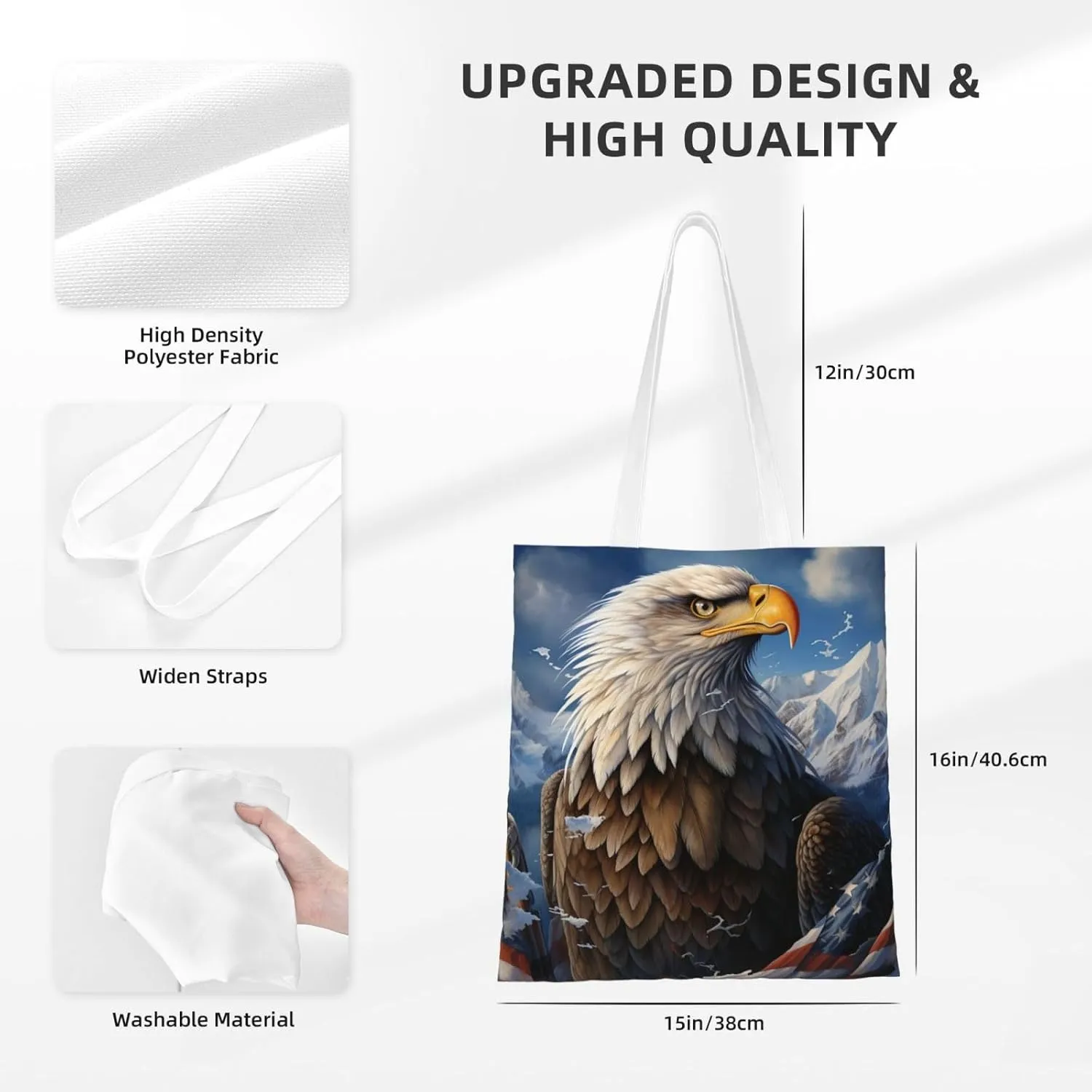 Canvas Tote Bag For Women Reusable Shopping Bag Casual Eagle Shoulder Bag Handbag For Travel