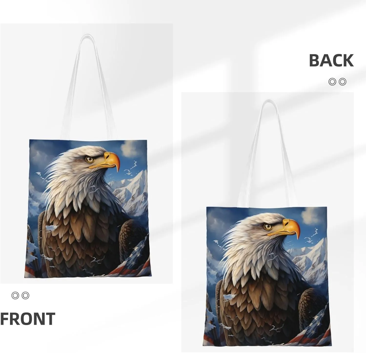 Canvas Tote Bag For Women Reusable Shopping Bag Casual Eagle Shoulder Bag Handbag For Travel