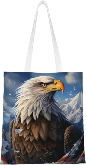 Canvas Tote Bag For Women Reusable Shopping Bag Casual Eagle Shoulder Bag Handbag For Travel