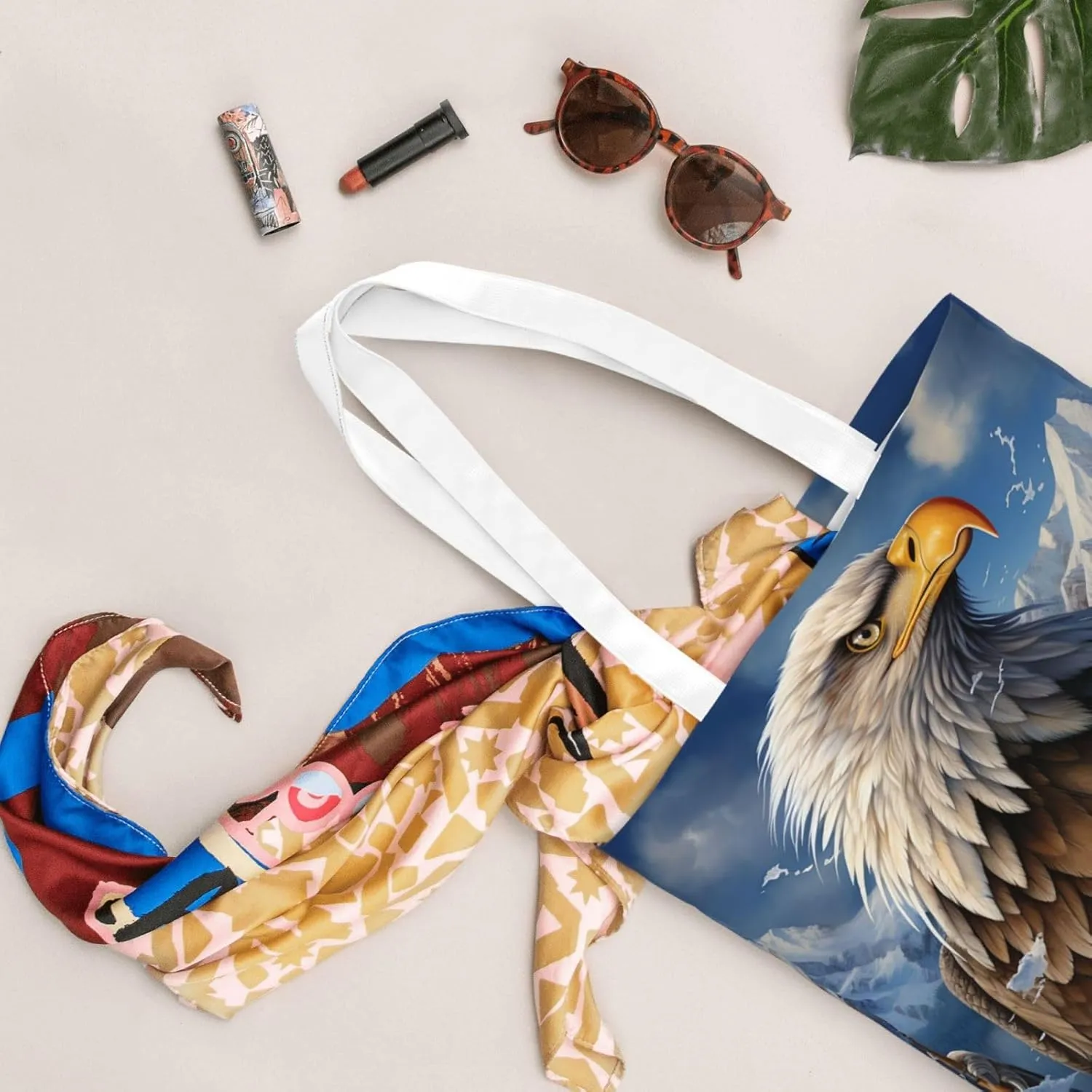 Canvas Tote Bag For Women Reusable Shopping Bag Casual Eagle Shoulder Bag Handbag For Travel