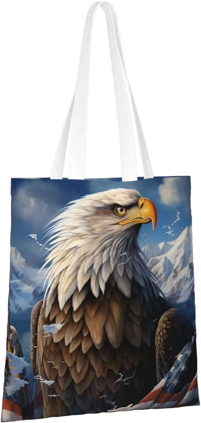 Canvas Tote Bag For Women Reusable Shopping Bag Casual Eagle Shoulder Bag Handbag For Travel