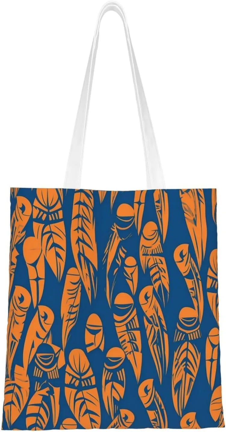 Canvas Tote Bag For Women Reusable Shopping Bag Casual Orange And Blue People Shoulder Bag Handbag For Travel