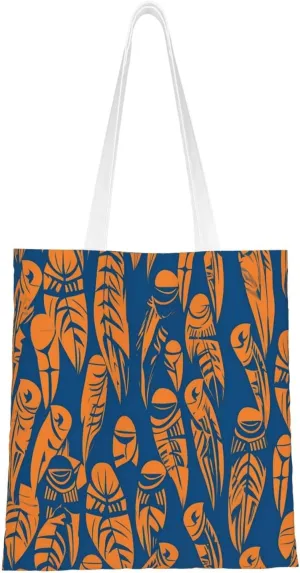 Canvas Tote Bag For Women Reusable Shopping Bag Casual Orange And Blue People Shoulder Bag Handbag For Travel