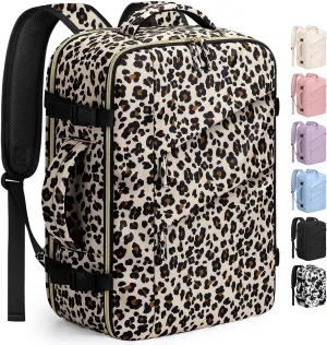 Capolo Travel Backpack for Women Men Waterproof Laptop Backpack Flight Approved Carry On Backpack Overnight Weekender Bag for Business, Work, Traveling Fits 17 '' Laptop, Leopard