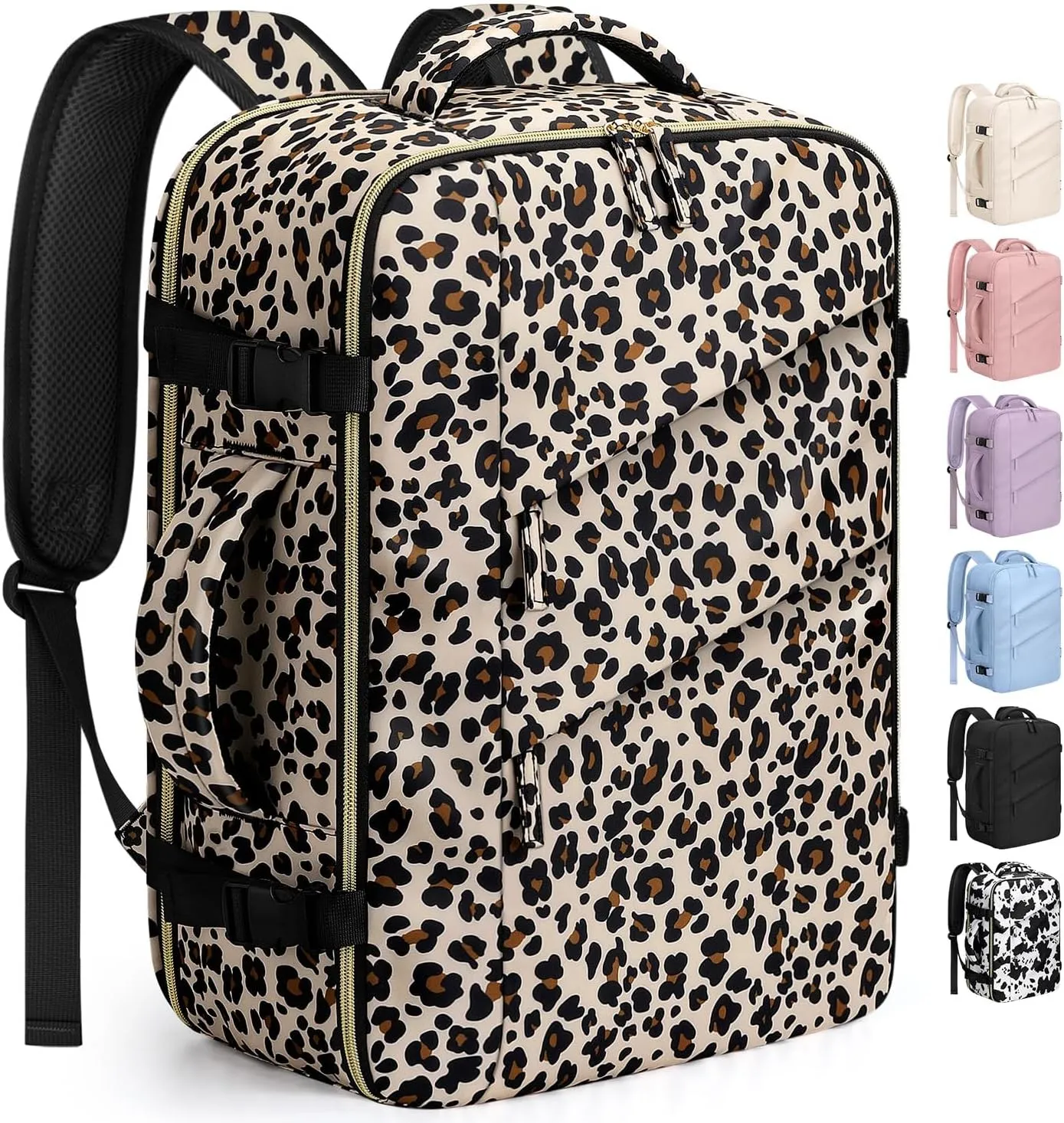 Capolo Travel Backpack for Women Men Waterproof Laptop Backpack Flight Approved Carry On Backpack Overnight Weekender Bag for Business, Work, Traveling Fits 17 '' Laptop, Leopard
