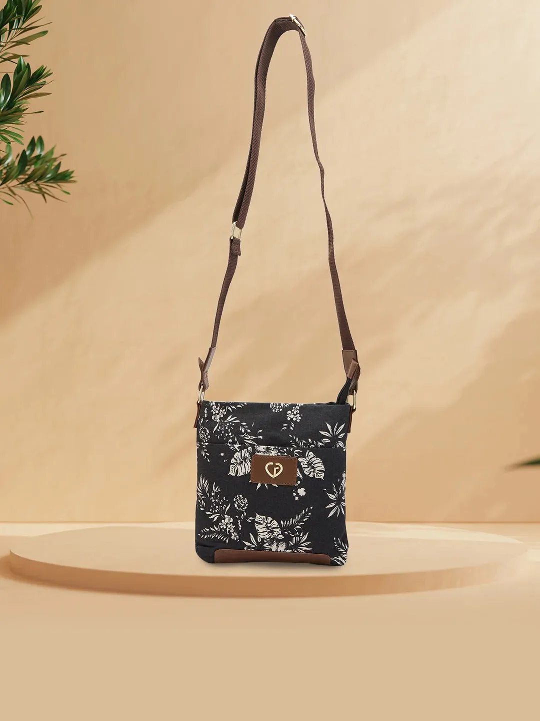 Caprese Kendall Medium Black Sling Bag