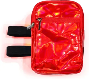 Carnival Leg Bag Holographic Thigh Bag with Adjustable Strap Leg Harness Women Summer Iridescent Travel Hiking Pack(Red,Leg Bag)