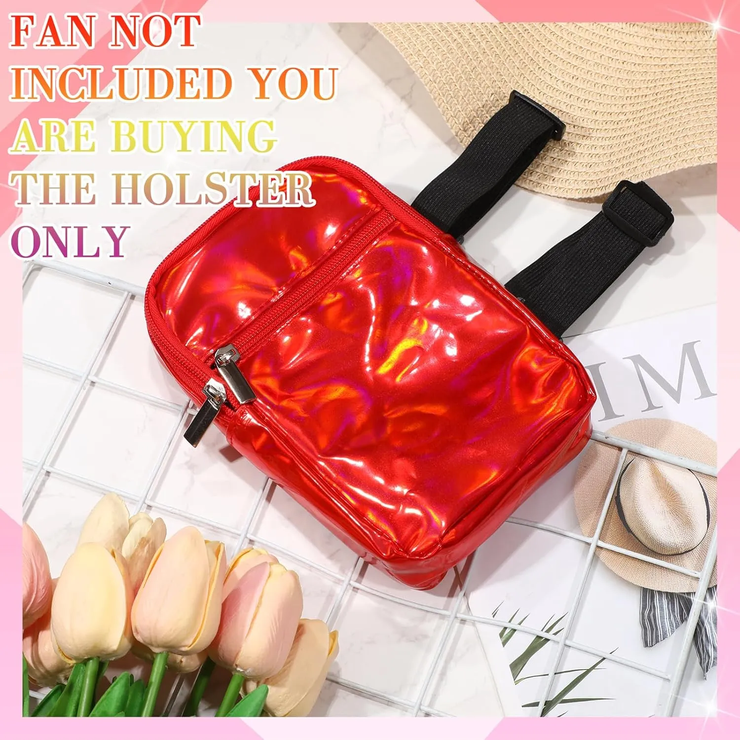 Carnival Leg Bag Holographic Thigh Bag with Adjustable Strap Leg Harness Women Summer Iridescent Travel Hiking Pack(Red,Leg Bag)