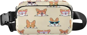 Cartoon Corgi Dog Cute Fanny Packs Women Neon Belt Bags Hip Pack Waterproof Waist Pouches for Men