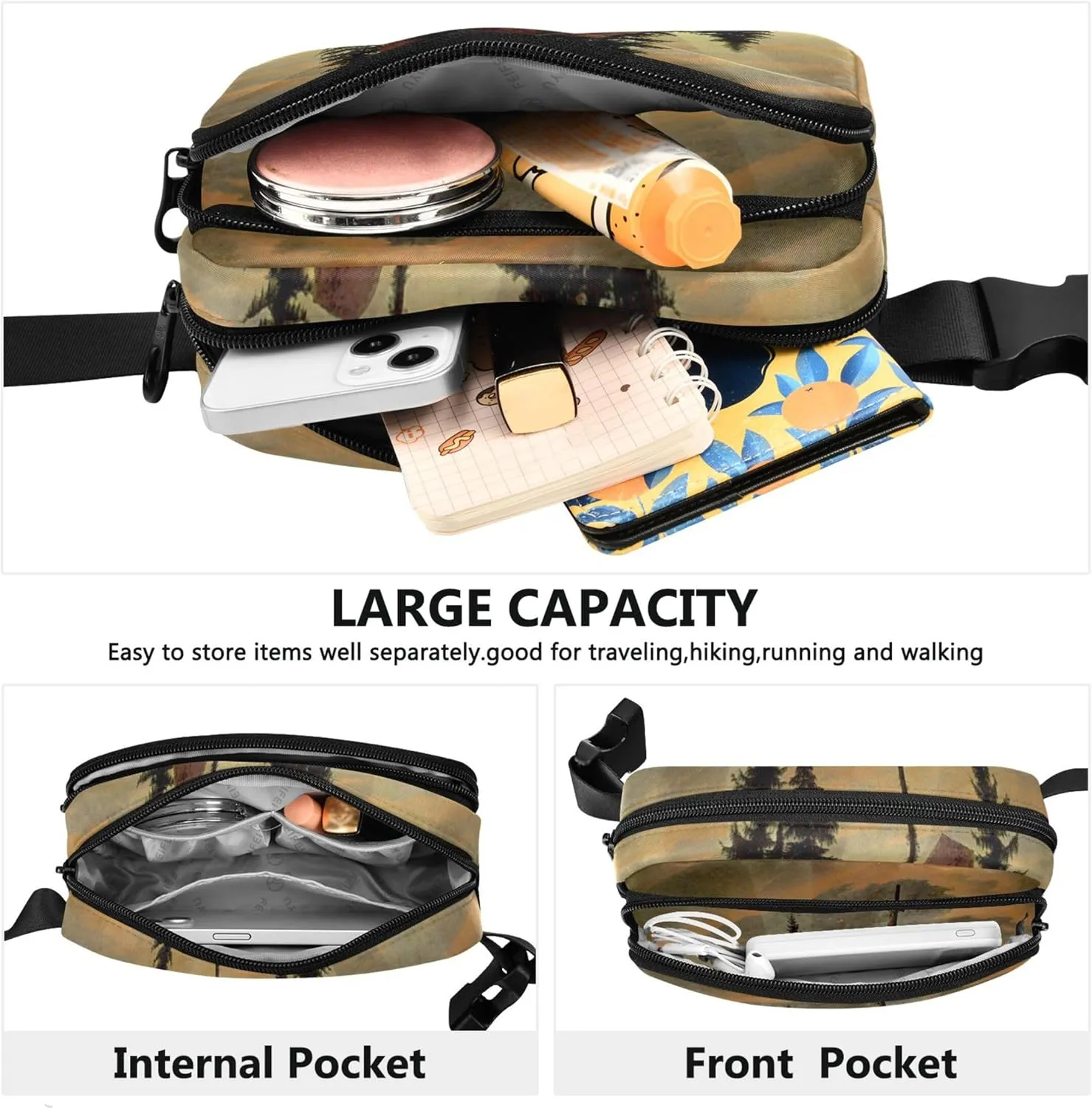 Caspar David Friedrich Das Kreuz Im Gebirge Fanny Pack for Women Bright Color Anti Belt Bag Waterproof Waist Pack for Women