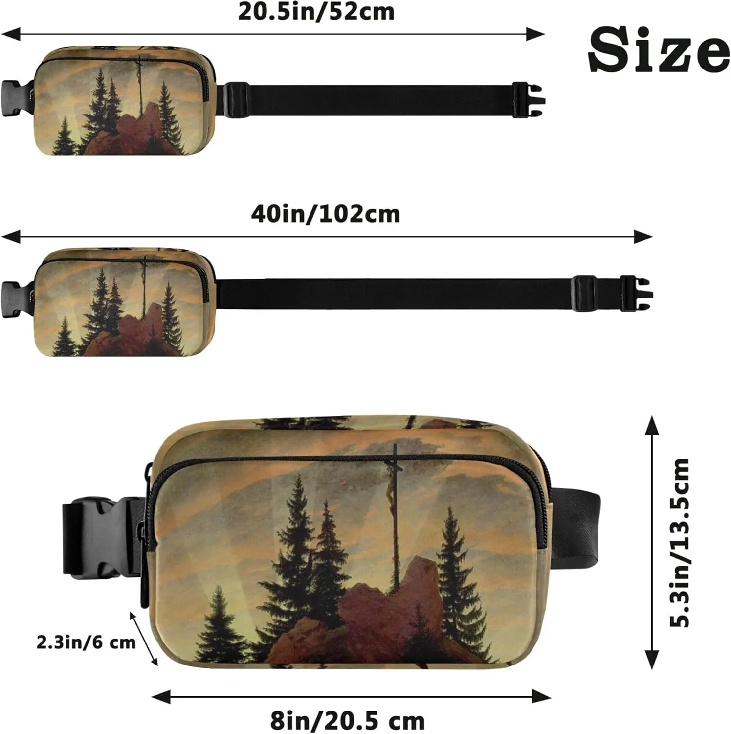 Caspar David Friedrich Das Kreuz Im Gebirge Fanny Pack for Women Bright Color Anti Belt Bag Waterproof Waist Pack for Women