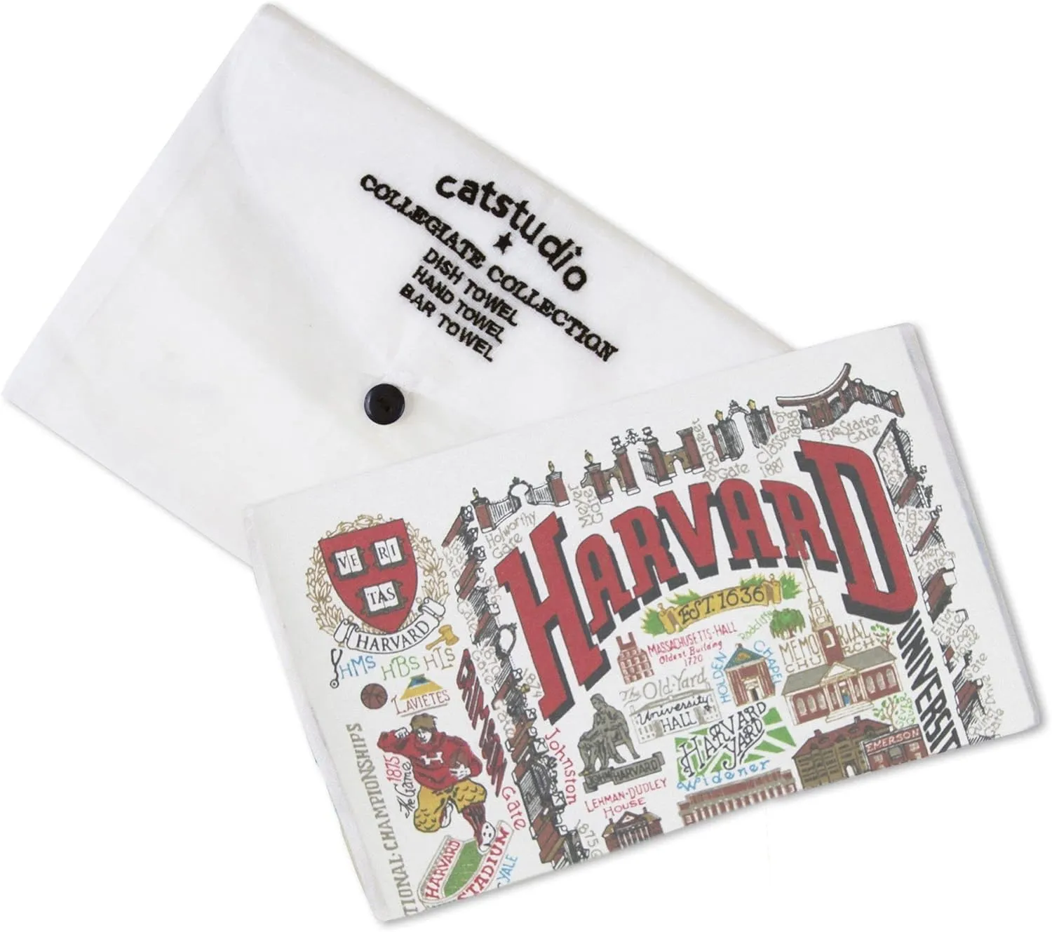 Catstudio Dish Towel, Harvard University Crimson Hand Towel - Collegiate Kitchen Towels for Harvard Fans - Perfect Graduation Gift, Gift for Students, Parents and Alums