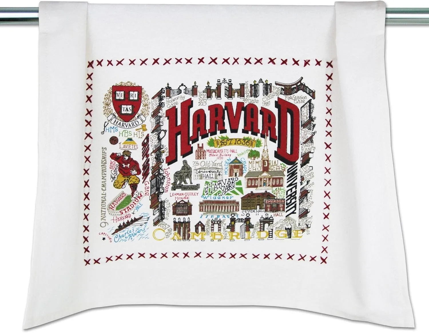 Catstudio Dish Towel, Harvard University Crimson Hand Towel - Collegiate Kitchen Towels for Harvard Fans - Perfect Graduation Gift, Gift for Students, Parents and Alums