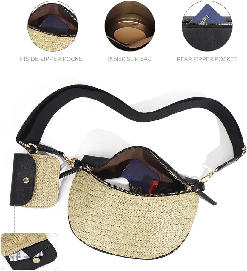 Checkered Crossbody Bag for Women Checkerboard Bum Bags PU Canvas Sling Purse with Mini Wallet