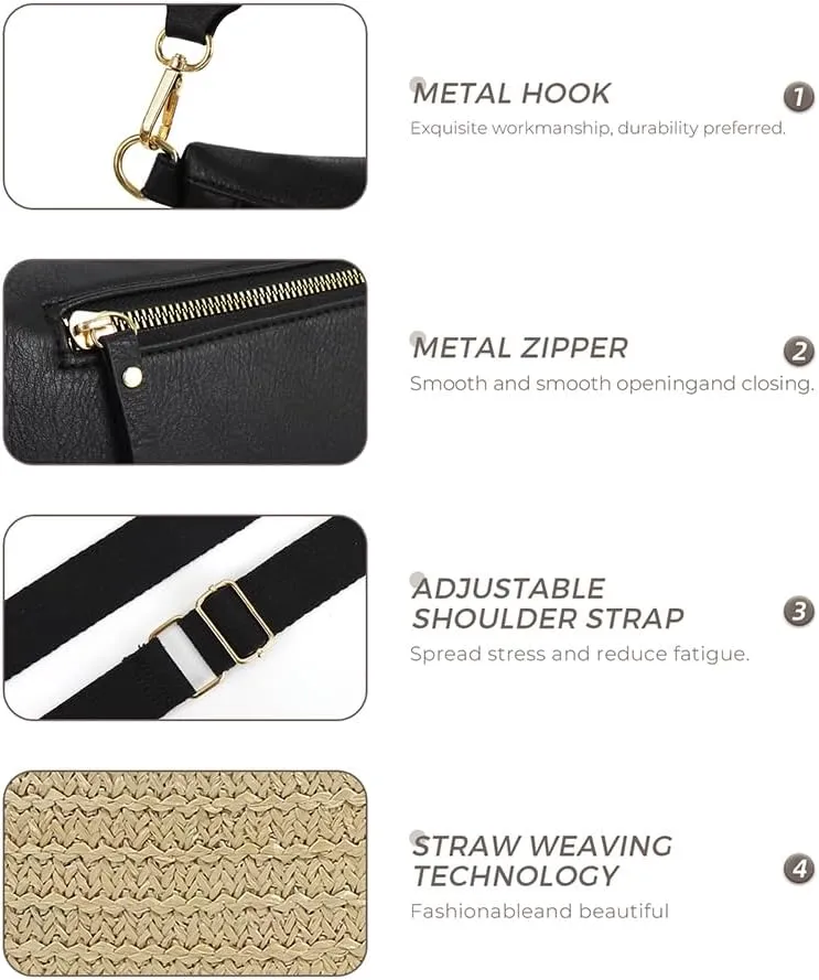 Checkered Crossbody Bag for Women Checkerboard Bum Bags PU Canvas Sling Purse with Mini Wallet