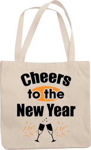 Cheers To The New Year. Celebrating New Year Reusable Tote Bag For Family, Relatives, Friends, Schoolmate, Peers, Colleagues, Visitors, Or Anyone