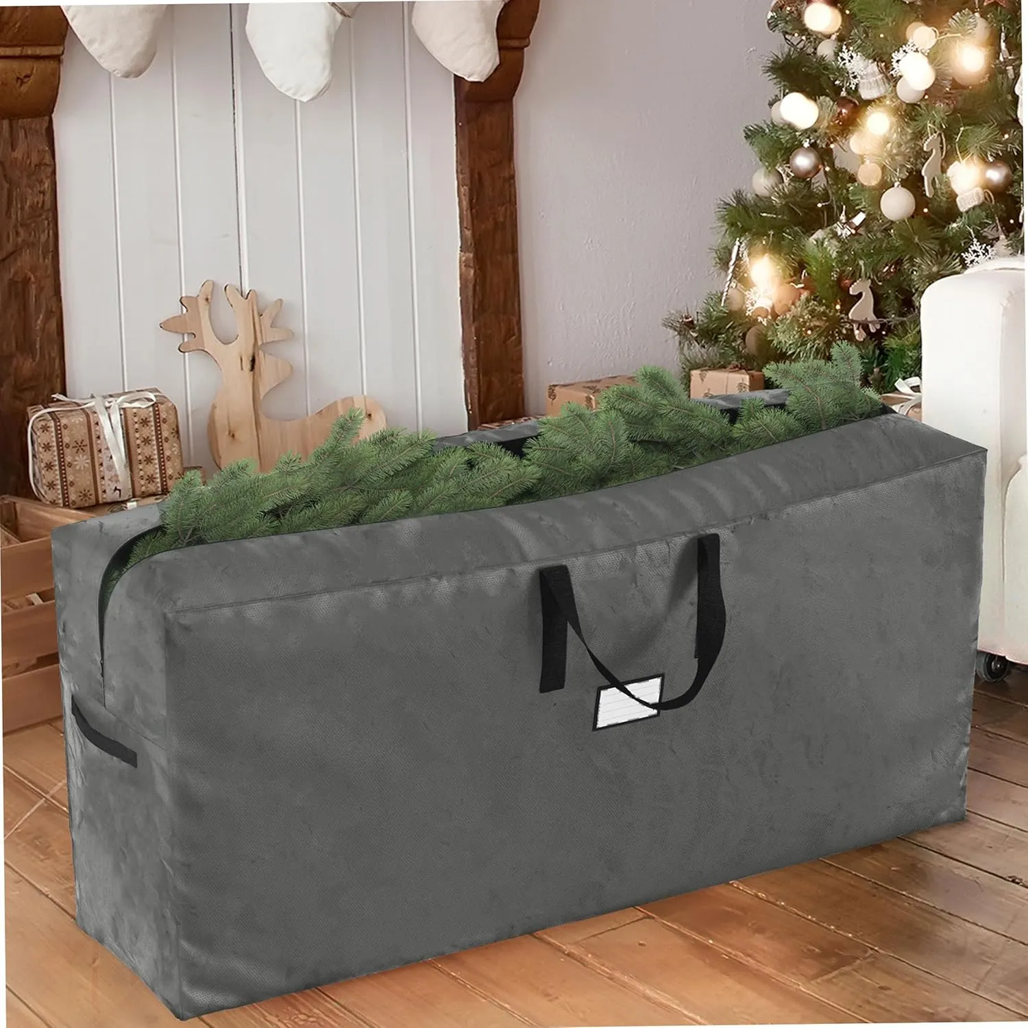 Christmas Tree Storage Bag - Storage Bags for 9FT Disassembled Artificial Trees, Seasonal Decor, Packing, Moving, and Home Organizer by Elf Stor (Gray)