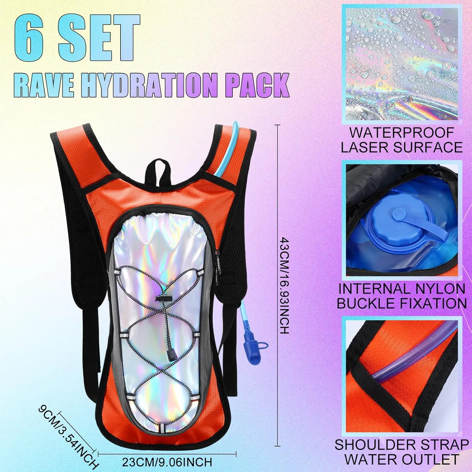 Chunful 6 Pack Running Hydration Backpack Festival Hydration Packs Lightweight Water Backpack with 2L Hiking Water Bladder for Women Men Running Cycling Climbing Hiking