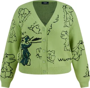 CIDER Women’s Dinosaur Cardigan Graphic Streetwear Cute Patterned Preppy Sweater