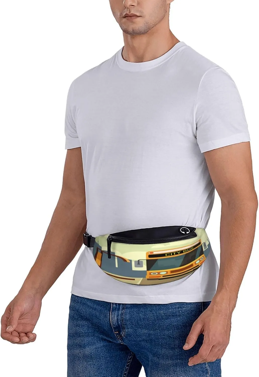 City Bus Skyline Fanny Pack, Crossbody Waist Packs for Women Men Waist Bags with Adjustable Strap for Travel Running Hiking Sport