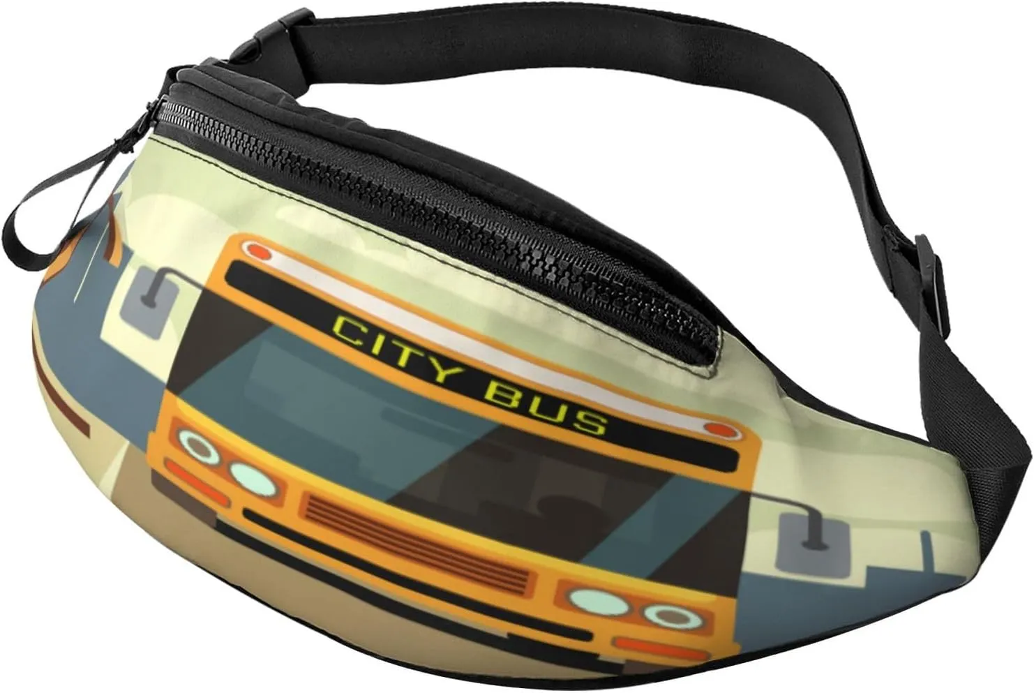 City Bus Skyline Fanny Pack, Crossbody Waist Packs for Women Men Waist Bags with Adjustable Strap for Travel Running Hiking Sport
