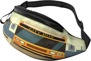 City Bus Skyline Fanny Pack, Crossbody Waist Packs for Women Men Waist Bags with Adjustable Strap for Travel Running Hiking Sport