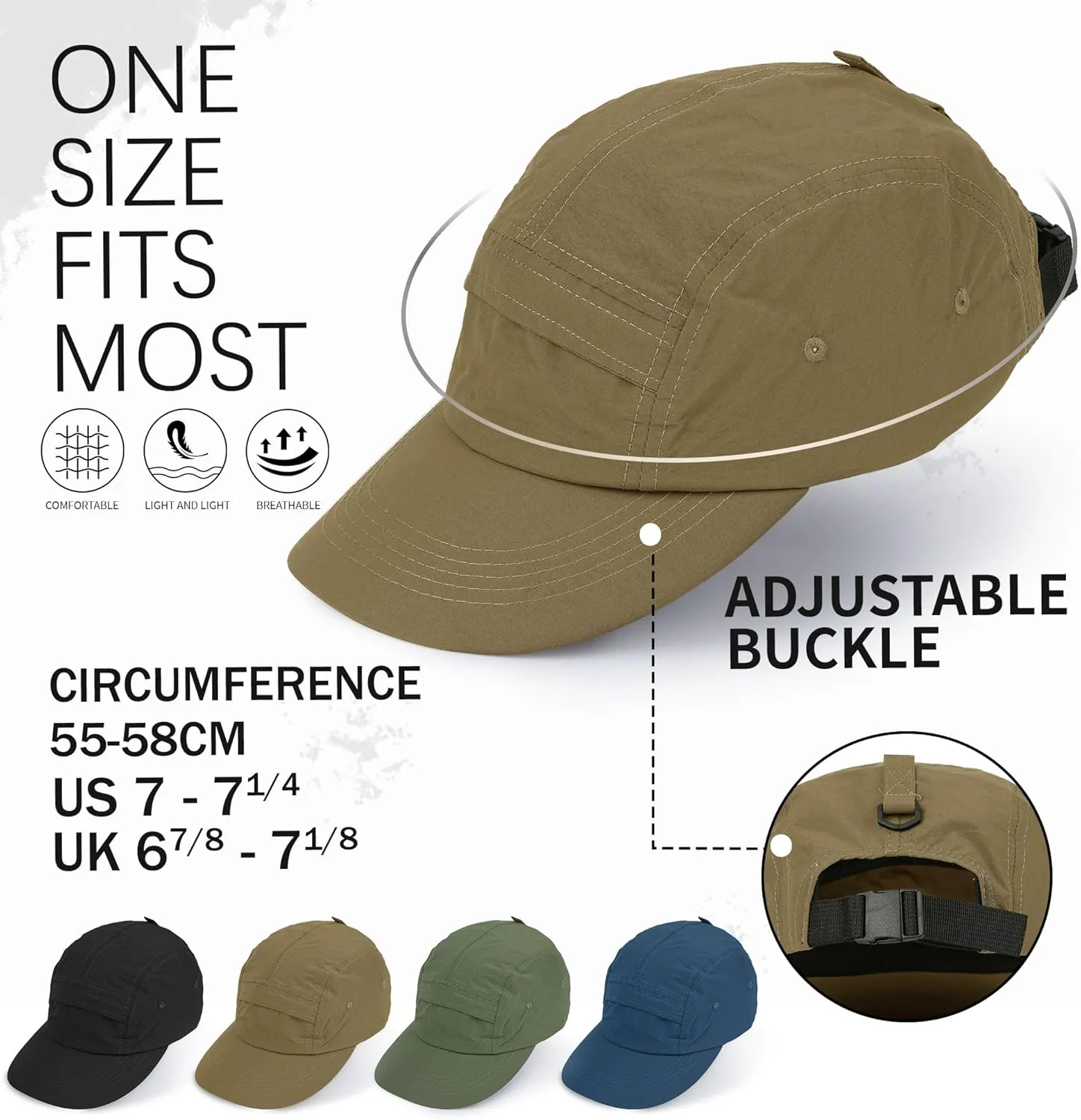 CLAPE 5 Panel Hat for Men, Curved Brim UPF50  Sun Hats Quick Dry Outdoor Sports Running Hat Baseball Cap