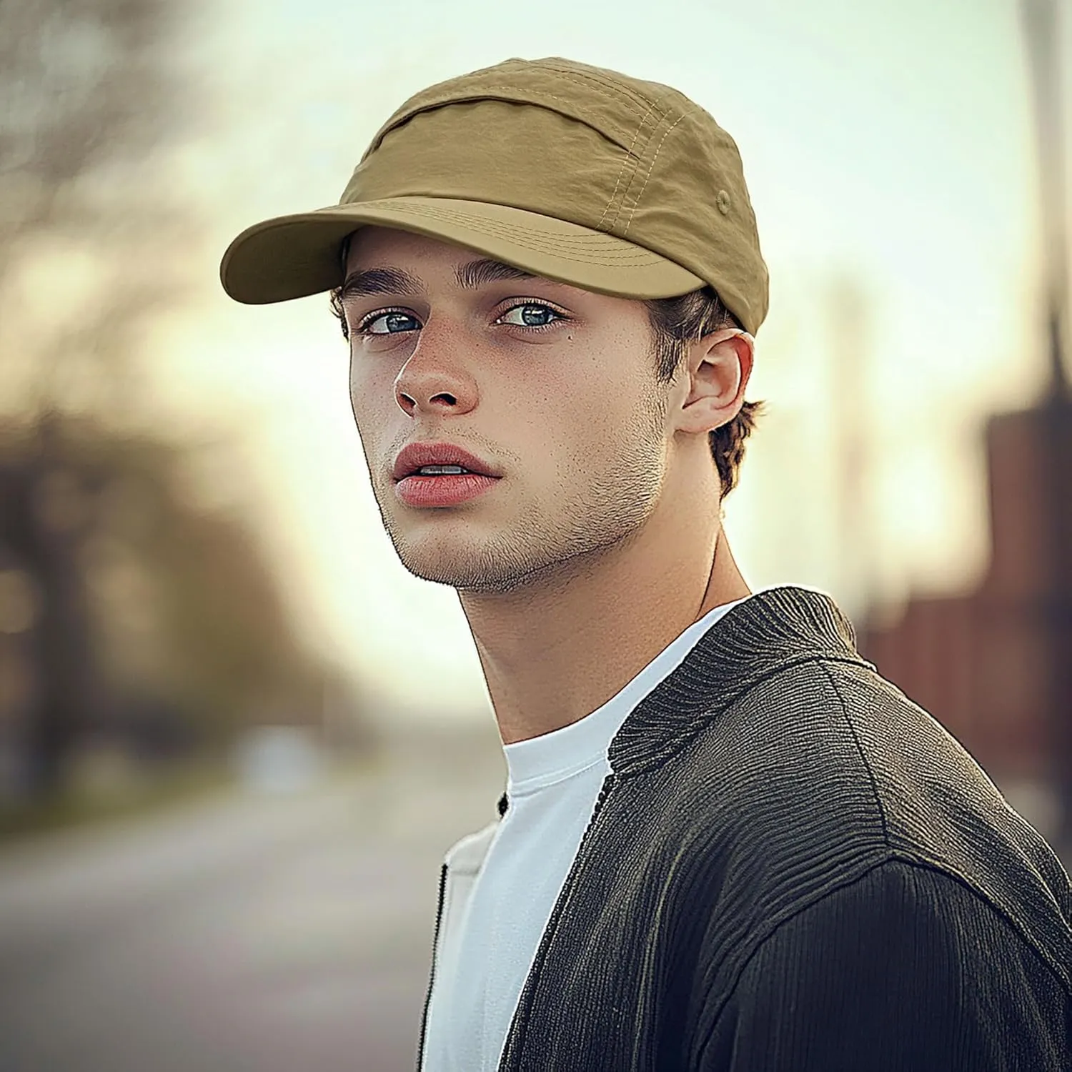 CLAPE 5 Panel Hat for Men, Curved Brim UPF50  Sun Hats Quick Dry Outdoor Sports Running Hat Baseball Cap