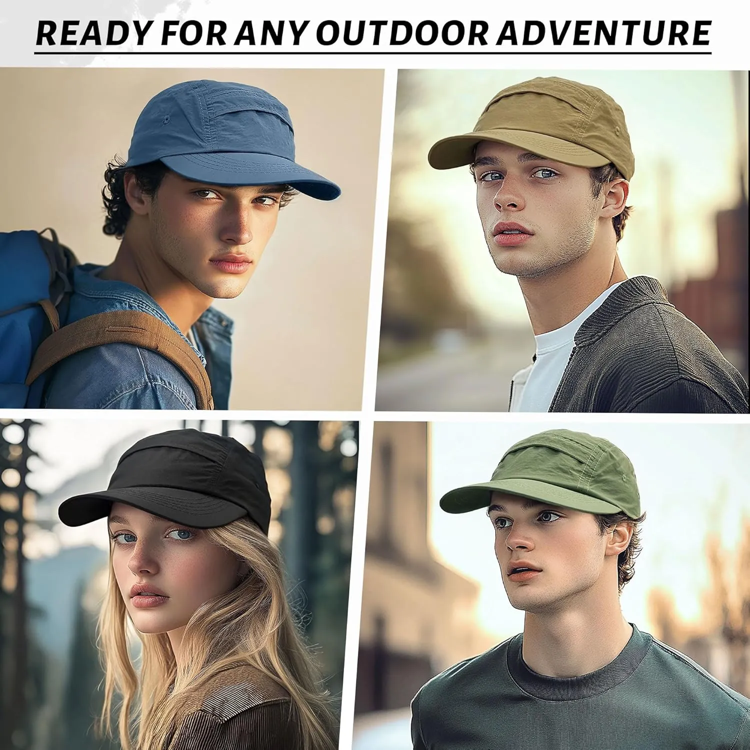 CLAPE 5 Panel Hat for Men, Curved Brim UPF50  Sun Hats Quick Dry Outdoor Sports Running Hat Baseball Cap