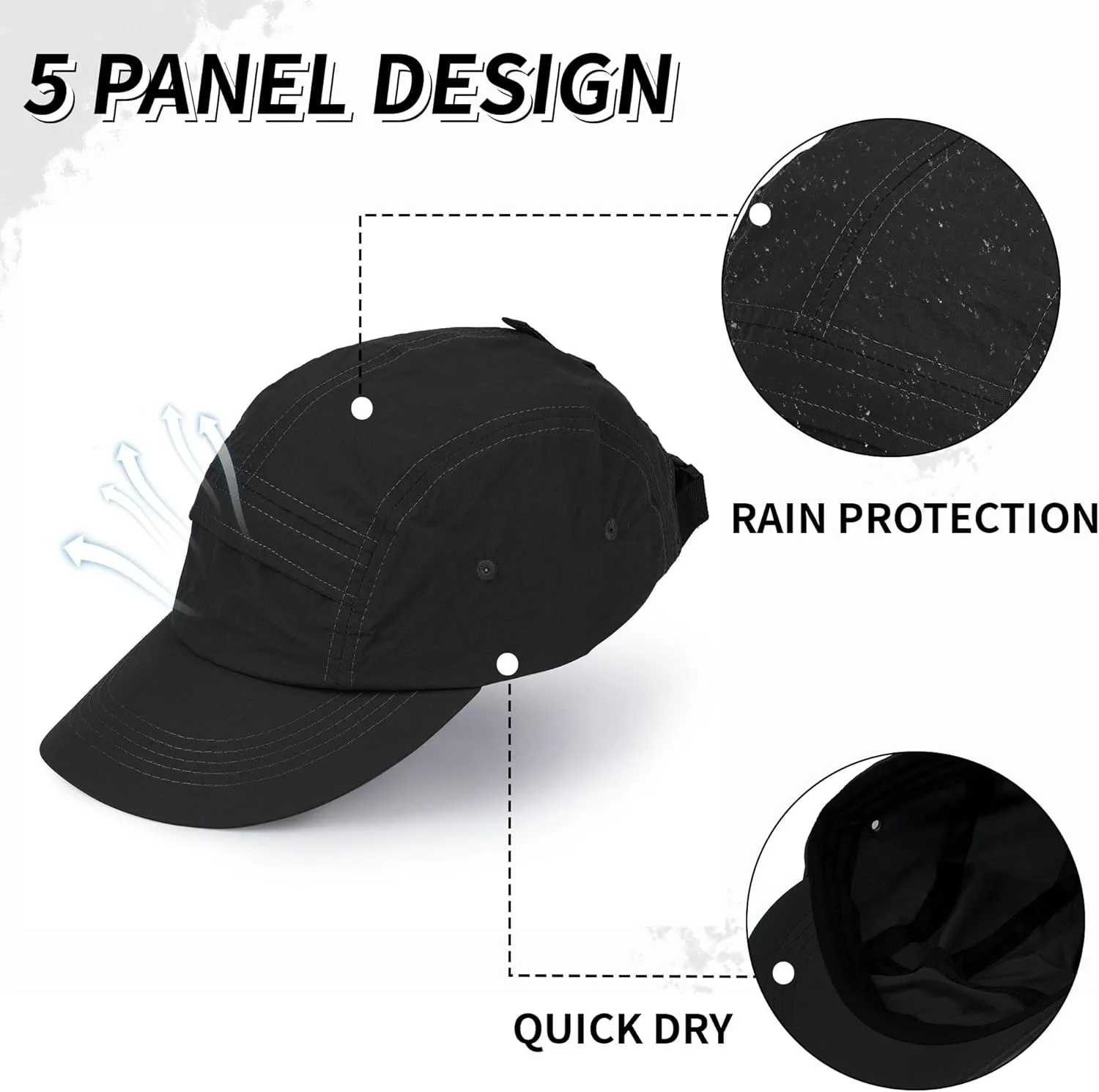 CLAPE 5 Panel Hat for Men, Curved Brim UPF50  Sun Hats Quick Dry Outdoor Sports Running Hat Baseball Cap